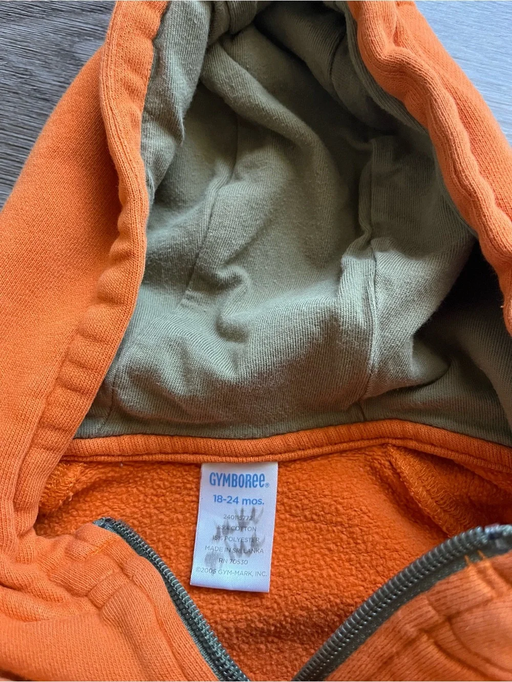 Gymboree Orange Hooded Zip-Up Jacket with Green Lining